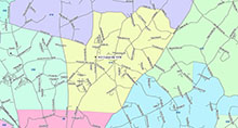 This map illustrates the boundaries for precinct 13.
