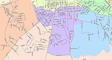 This map illustrates the boundaries for precinct 2.