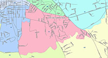 This map illustrates the boundaries for precinct 3.